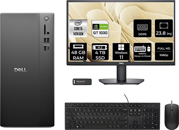 Dell Tower ECT1250 i5 14400 48 GB 4 TB SSD GT1030 - 4 GB 23.8