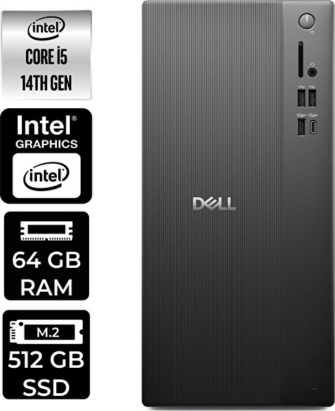 Dell Tower ECT1250 i5 14400 64 GB 512 GB SSD W11P Masaüstü PC - PER4 Bellek RPLSR003UP353