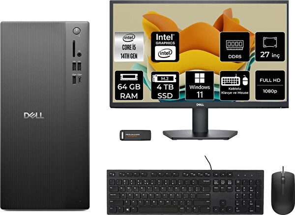 Dell Tower ECT1250 i5 14400 64 GB 4 TB SSD 27