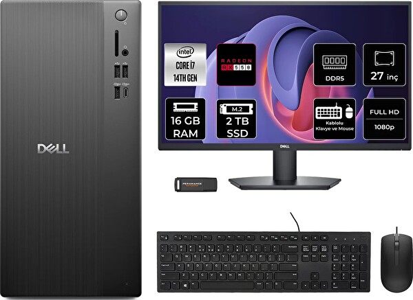 Dell Tower ECT1250 i7 14700 16 GB 2 TB SSD RX550 - 4 GB 27