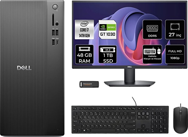 Dell Tower ECT1250 i7 14700 48 GB 1 TB SSD GT1030 - 4 GB 27