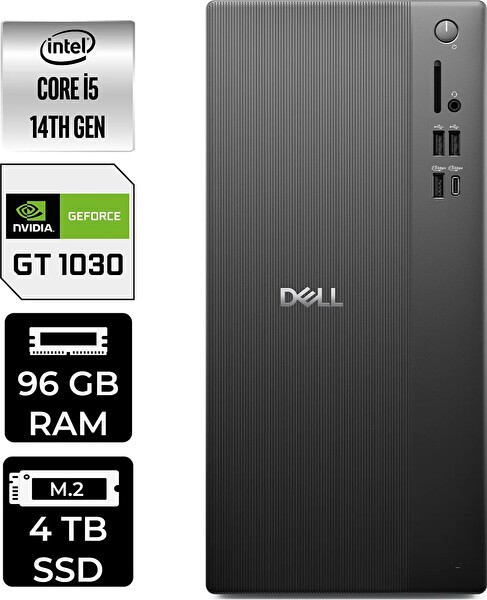 Dell Tower ECT1250 i5 14400 96 GB 4 TB SSD GT1030 - 4 GB FreeDOS Masaüstü PC - PER4 Bellek RPLSR003UP440