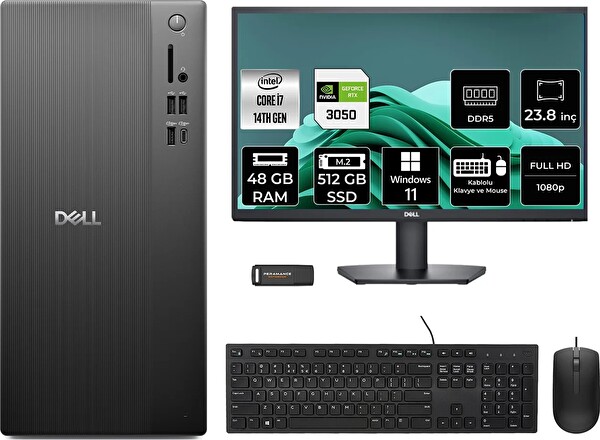 Dell Tower ECT1250 i7 14700 48 GB 512 GB SSD RTX3050 - 6 GB 23.8