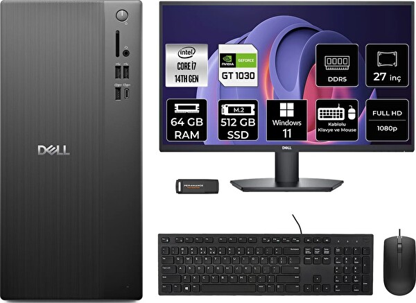 Dell Tower ECT1250 i7 14700 64 GB 512 GB SSD GT1030 - 4 GB 27