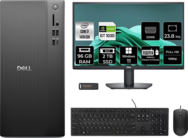 Dell Tower ECT1250 i7 14700 96 GB 2 TB SSD GT1030 - 4 GB 23.8