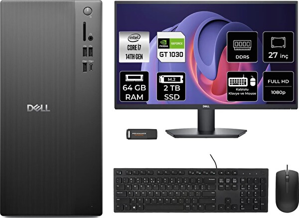 Dell Tower ECT1250 i7 14700 64 GB 2 TB SSD GT1030 - 4 GB 27