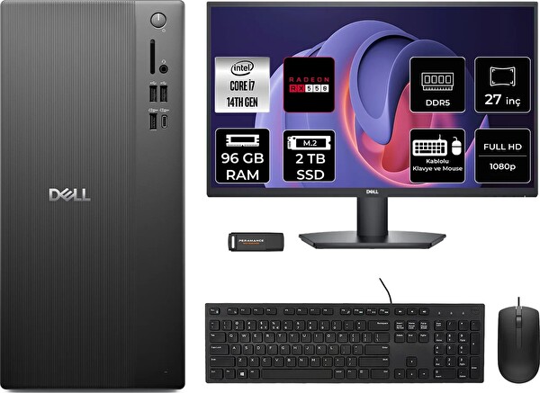 Dell Tower ECT1250 i7 14700 96 GB 2 TB SSD RX550 - 4 GB 27