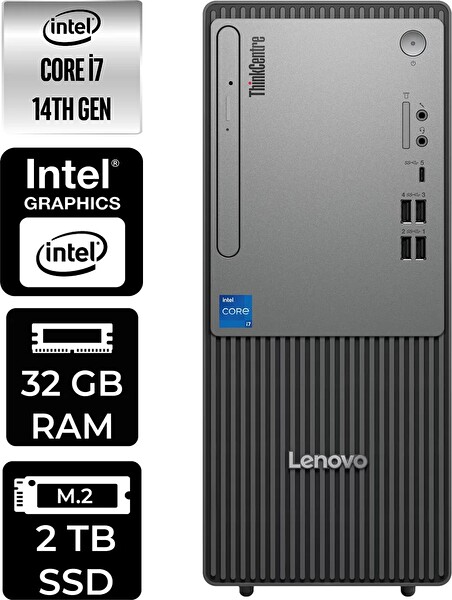 Lenovo TC Neo 50T Gen 5 i7 14700 32 GB 2 TB SSD W11P Masaüstü PC - PER4 Bellek 12UAS0GL00P347