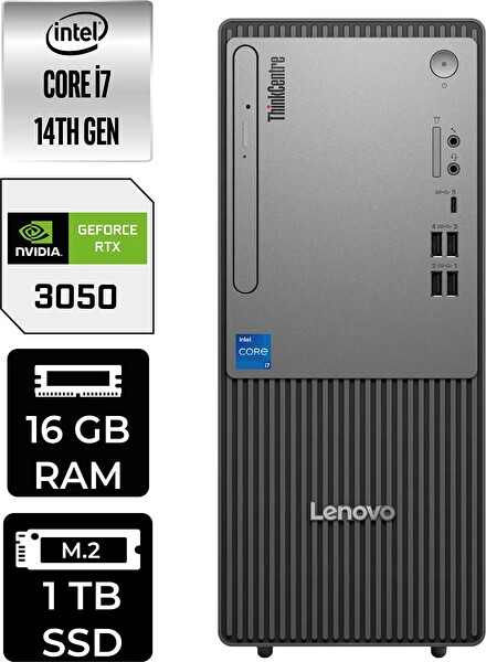 Lenovo TC Neo 50T Gen 5 i7 14700 16 GB 1 TB SSD RTX3050 - 6 GB W11P Masaüstü PC - PER4 Bellek 12UAS0GL00P522