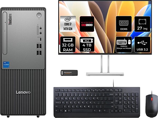 Lenovo TC Neo 50T Gen 5 i7 14700 32 GB 4 TB SSD RX550 - 4 GB 27