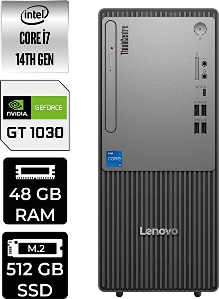 Lenovo TC Neo 50T Gen 5 i7 14700 48 GB 512 GB SSD GT1030 - 4 GB W11P Masaüstü PC - PER4 Bellek 12UAS0GL00P469