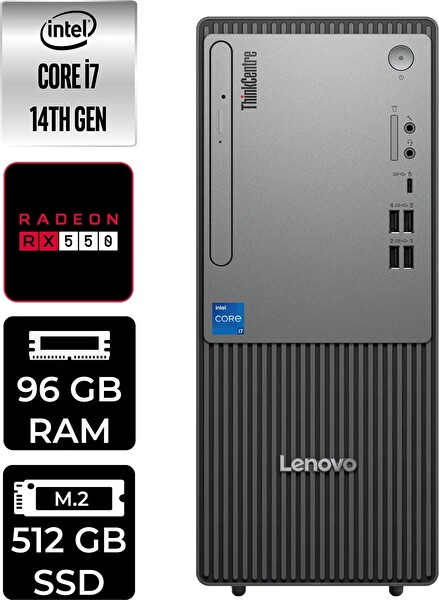 Lenovo TC Neo 50T Gen 5 i7 14700 96 GB 512 GB SSD RX550 - 4 GB W11H Masaüstü PC - PER4 Bellek 12UAS0GL00P397