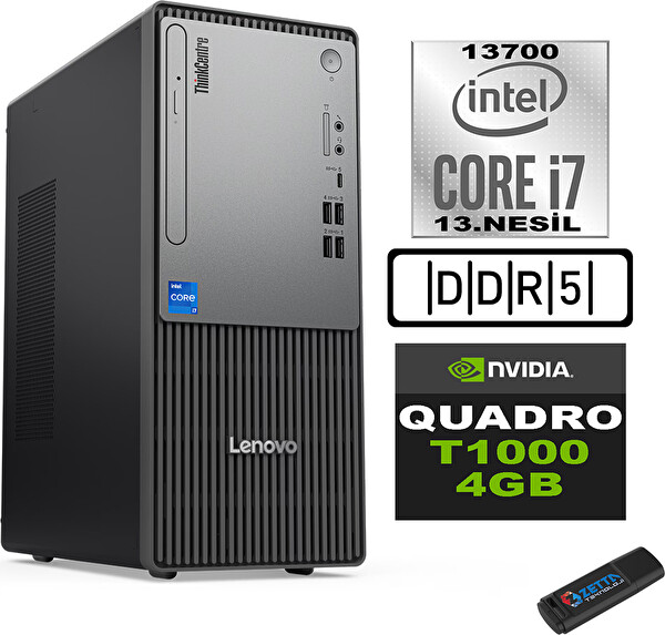 Lenovo Thinkcentre Neo 50T G5 i7 13700 24 GB RAM 4 TB SSD W11 Pro Quadro T1000 100012UB000LTRW10 - Zetta USB Bellek