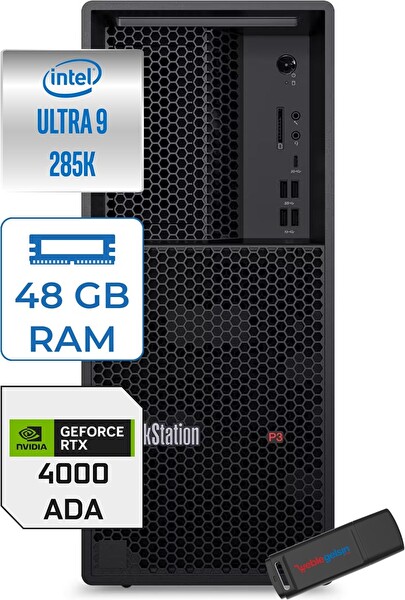 Lenovo Thinkstation P3 Gen2 Ultra 9 285K 48 GB 1 TB SSD 20 GB RTX4000 750W Platinum W11 Home 30HT006QTRH18 - Zetta USB