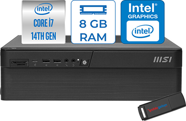 MSI Pro DP80 Core i7 5.4ghz 14700 8 GB 4 TB SSD Wi-Fi7 300W Psu W11 Pro Bilgisayar A14G003EUP62 - Zetta USB Bellek