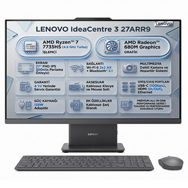 Lenovo IdeaCentre 3 27ARR9 Amd Ryzen 7 7735HS 27