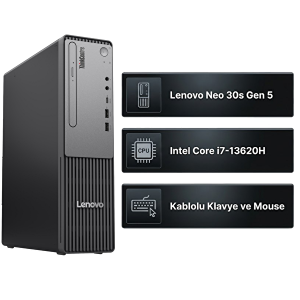 Lenovo ThinkCentre Neo 30s Gen 5 Intel Core i7-13620H 16 GB RAM 512 GB SSD FreeDOS Masaüstü Bilgisayar 13DJS0BCTX