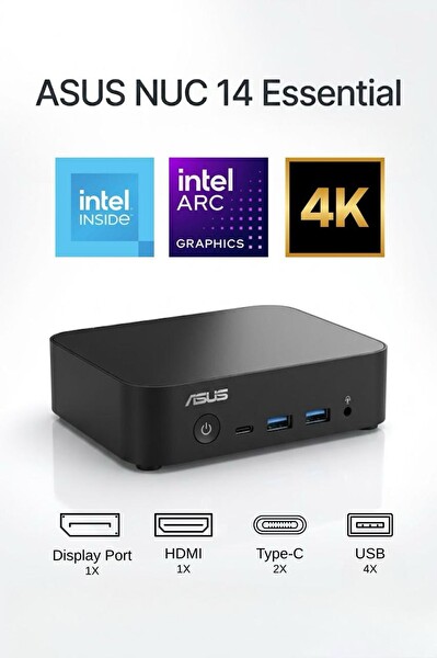 Asus NUC14 Intel N97 16 GB DDR5 RAM 1 TB SSD WiFi 6E 2.5G LAN VESA FreeDOS Mini Masaüstü Bilgisayar NUC14MNK97 A7