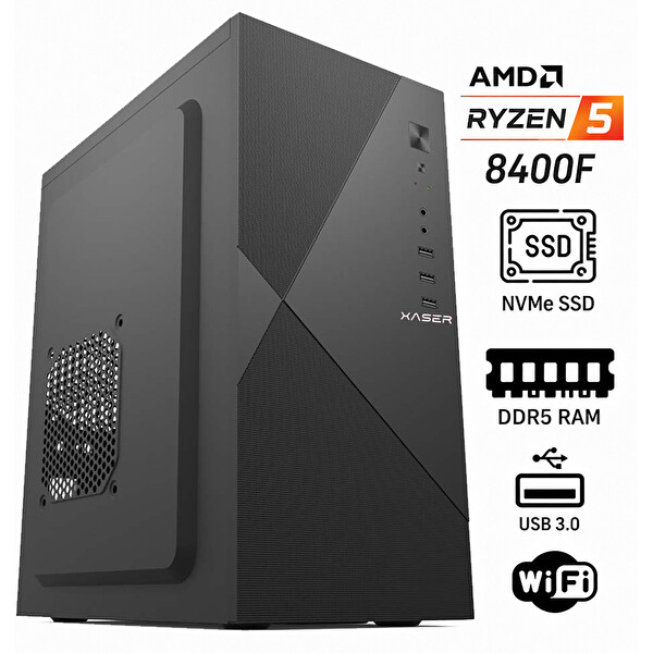 Xaser BusinessX100 AMD Ryzen 5 8400F 16 GB DDR5 RAM 256 GB SSD GT610 FreeDOS Masaüstü Bilgisayar