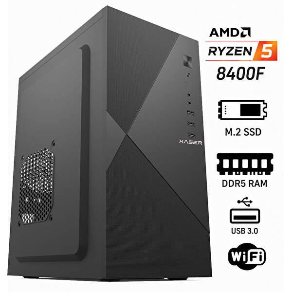 Xaser OfficeX100 AMD Ryzen 5 8400F 16 GB DDR5 RAM 256 GB M.2 SSD GT610 FreeDOS Masaüstü Bilgisayar