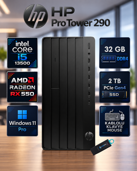 HP Pro Tower 290 G9 i5-13500 32 GB RAM DDR4 2 TB SSD RX 550 23.8