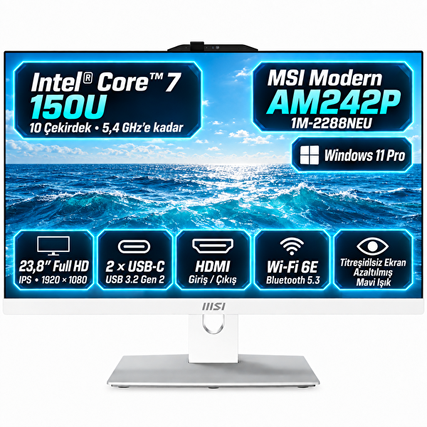 MSI MODERN AM242P 1M-2288NEUS3 Intel Core 7 150U 23.8