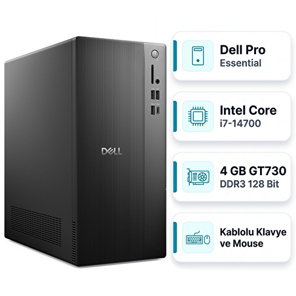 Dell Pro Essential QVT1260 Intel Core i7-14700 16 GB RAM 512 GB SSD 4 GB GT730 W11 Pro Masaüstü Bilgisayar BTO014_QVT1260_U 017
