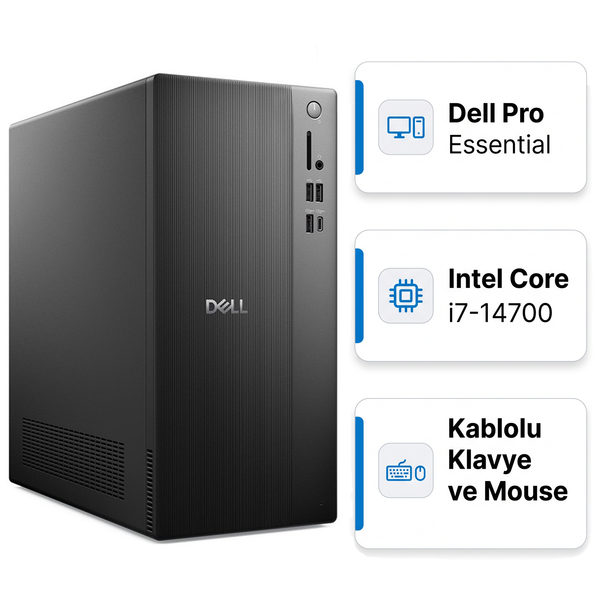 Dell Pro Essential QVT1260 Intel Core i7-14700 16 GB RAM 512 GB SSD Ubuntu Masaüstü Bilgisayar BTO014_QVT1260_U