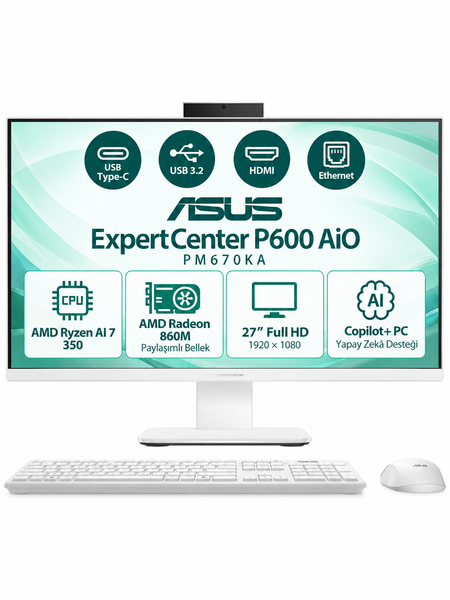 Asus ExpertCenter P600 PM670KA S7 AMD Ryzen AI 7 350 32 GB RAM 2 TB SSD 27