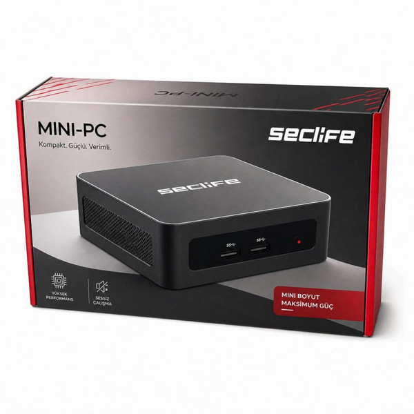 Seclife MP-Z042 Intel i5-12450H 8 GB RAM 256 GB SSD FreeDOS Mini Masaüstü Bilgisayar Siyah