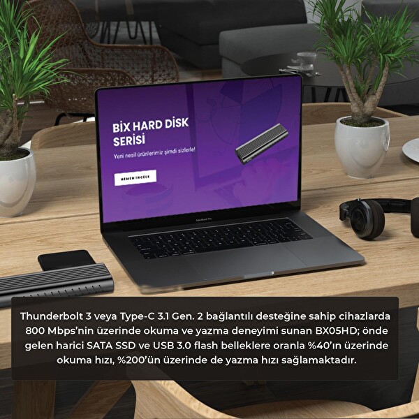 Bix BX05HD Type-C 3.1 Gen2 To PCIe NVMe M.2 SSD Disk Kutusu