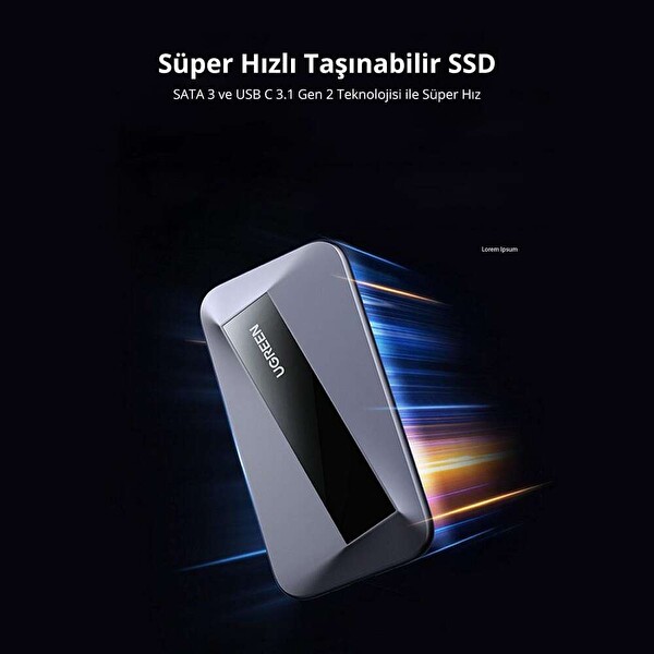 Ugreen 80861 1 TB USB 3.1 Gen 2 10 GBPS Harici Taşınabilir M.2 NVMe SSD
