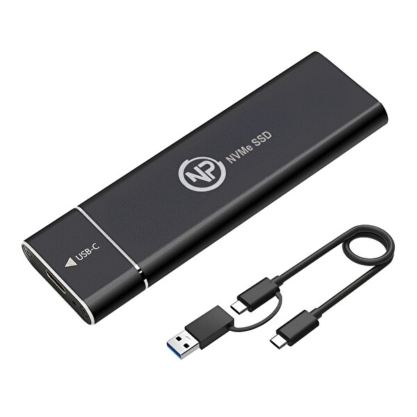 NPO DK02 NVMe M.2 USB-A/Type-C Kablolu Taşınabilir Harici SSD İçin Boş Kutu