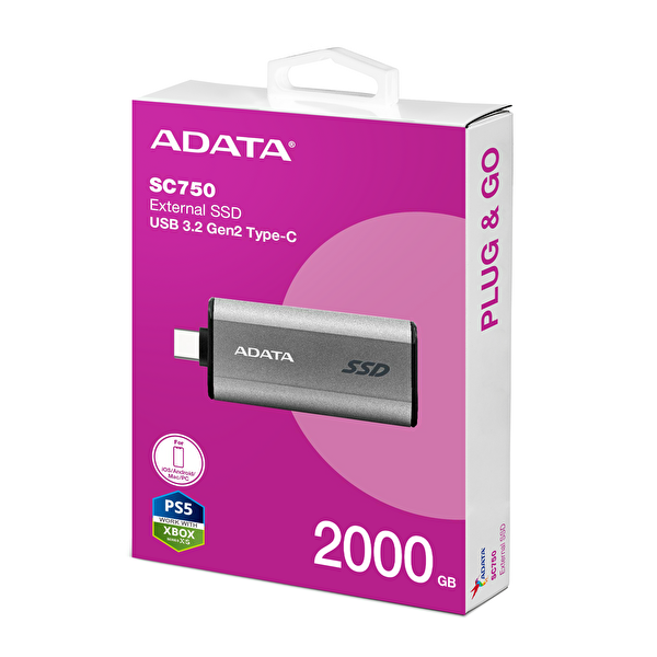 Adata SC750 SC750-2000G-CCBK 2 TB USB 3.2 1050/1000 MB/S Taşınabilir SSD