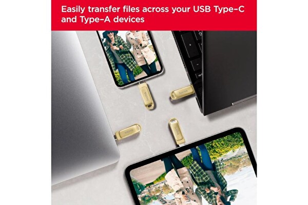 Sandisk Ultra Dual Drive Luxe 512 GB SDDDC4-512G-G46GD TYPE-C Gold USB Bellek