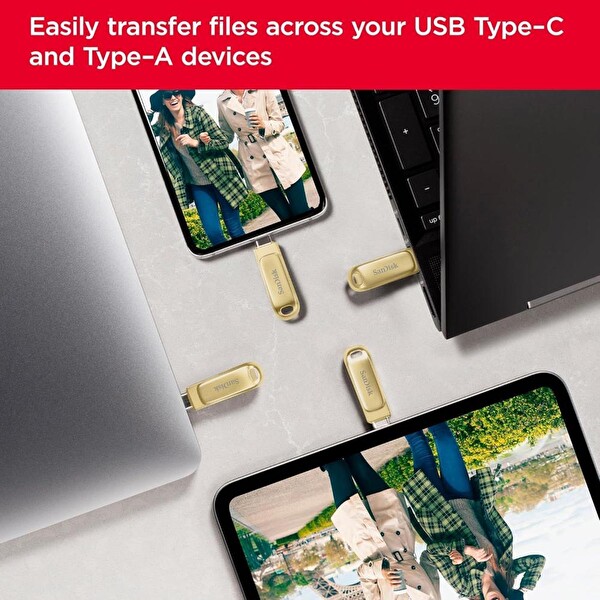 Sandisk Ultra Dual Drive Luxe SDDDC4-256G-G46GD 256 GB Type-C USB 3.2 Flash Bellek Altın