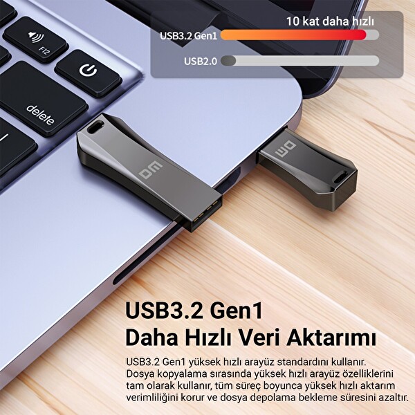 DM PD236 Metal USB 3.2 Gen 1 128 GB Hızlı USB Flash Bellek