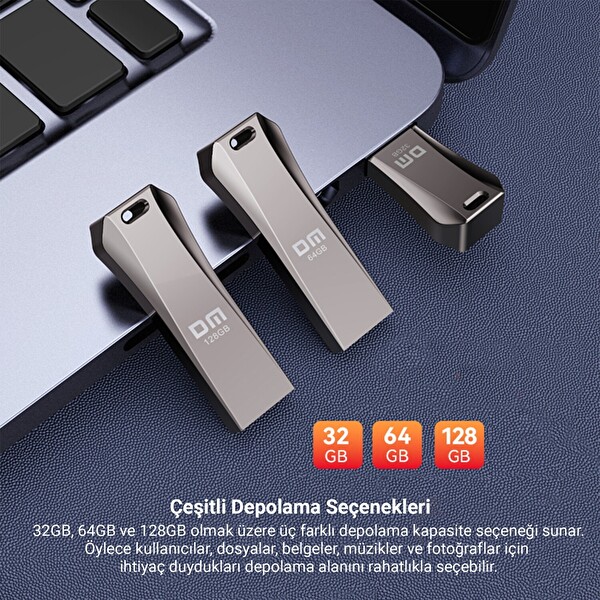 DM PD236 Metal USB 3.2 Gen 1 128 GB Hızlı USB Flash Bellek