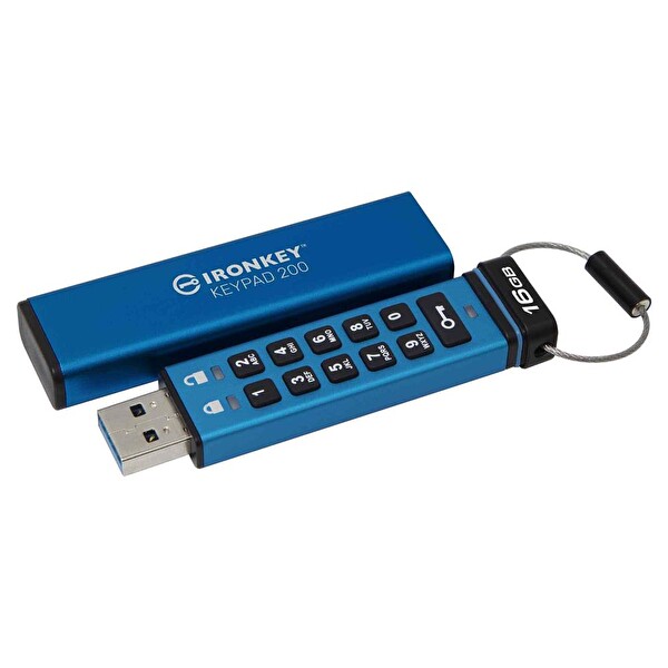 Kingston IKKP200-16GB 16 GB Ironkey Keypad 200 FIPS 140-3 LVL 3 Pending Flash USB Bellek