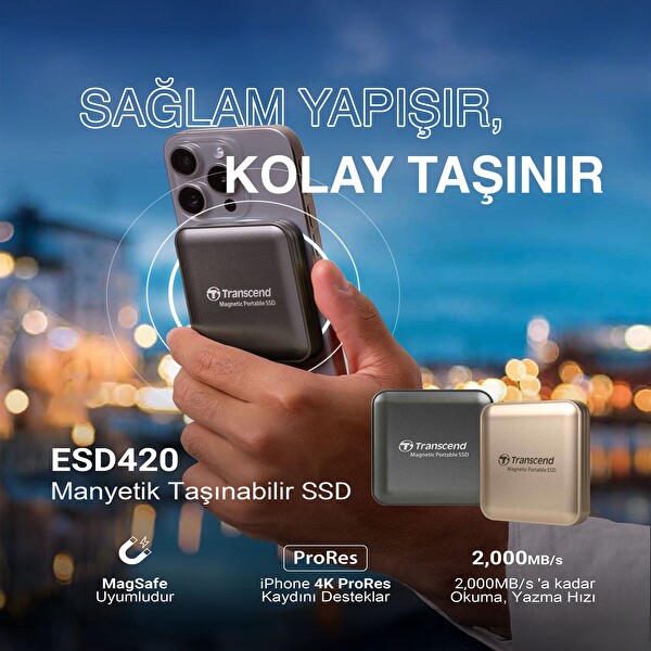 Transcend TS1TESD420G 1 TB USB Type - C 20 Gbps 2000 MB/s Magsafe Gold Harici Taşınabilir SSD