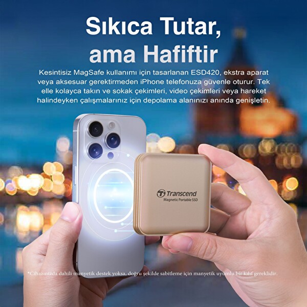 Transcend TS1TESD420G 1 TB USB Type - C 20 Gbps 2000 MB/s Magsafe Gold Harici Taşınabilir SSD