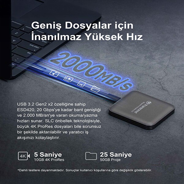 Transcend TS1TESD420G 1 TB USB Type - C 20 Gbps 2000 MB/s Magsafe Gold Harici Taşınabilir SSD