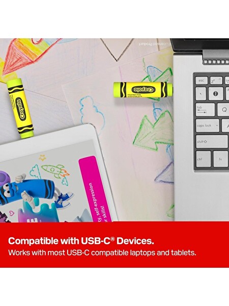 Sandisk Crayola SDCZIC 064G G46L USB C 3.2 Gen1 64GB Type C Flash Bellek Electric Lime 5