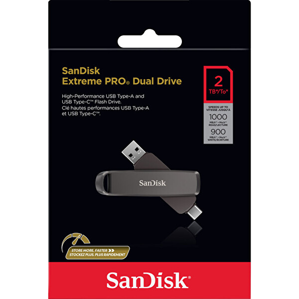Sandisk Extreme PRO Dual Drive 2TB SDDDE1-2T00-G46 1000MB/s USB ve Type-C Flash Bellek