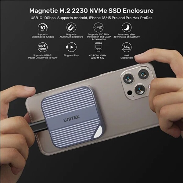 Unitek S1244AGY01 Manyetik NVMe SSD Kutusu M.2 2230