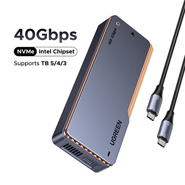 Ugreen 65727 D703 USB-C M.2 NVMe SSD 40Gbps Alüminyum Alaşımlı Kasa Muhafazası