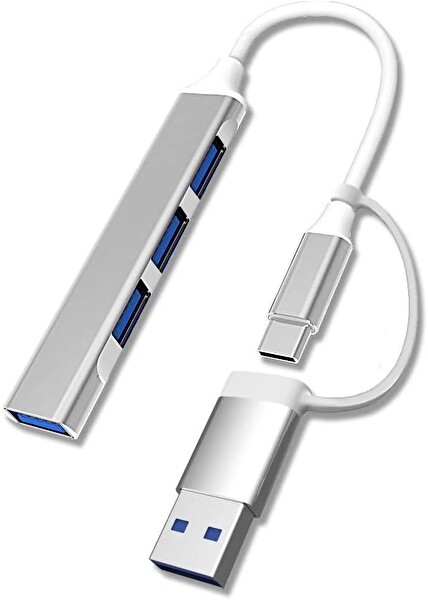 Coverzone AC809 4 Portlu USB-C Hub ENT USB 3.0 Adaptör Tablet - PC - MacBook Uyumlu