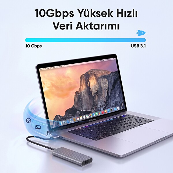 Juo JHD35 M.2 Type-C USB 3.1 10 Gbps 4 TB Destekli SATA NVMe SSD Dual Protocol Disk Kutusu