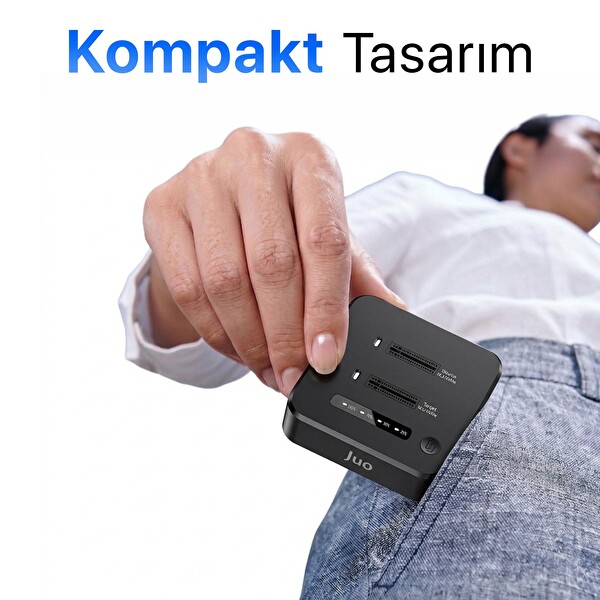 Juo JHD38 Dual M.2 NVMe SSD Offline Clone Docking Station 16TB Type-C 10Gbps USB 3.2 Klon Fonksiyonlu Disk İstasyonu