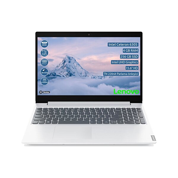 Lenovo Ideapad L3 15ITL6 82HL001XTX Intel Celeron 6305 15.6" 4 GB 256 GB SSD HD FreeDOS Laptop